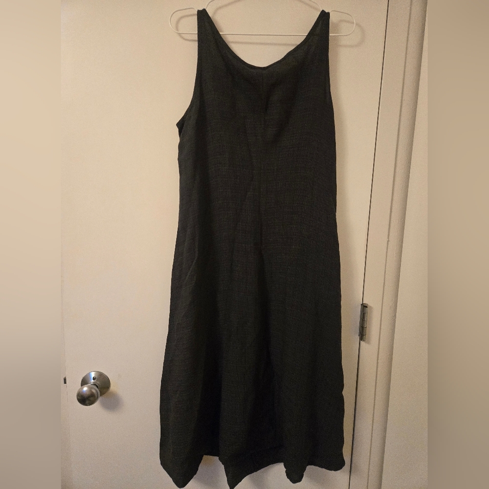Eileen Fisher Black Linen Aline Tank Dress - Picture 8 of 10